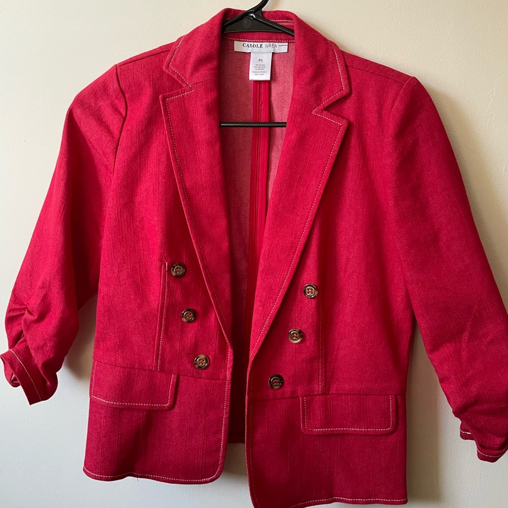 Carole Wren Women's Vibrant Red Double-Breasted Blazer